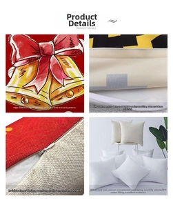 Détail de la housse de coussin de Noël montrant l'impression, la couture et le zip invisible