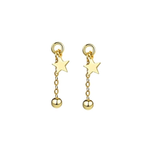 Golden star tassel earrings made of titanium steel with beads in a minimalist style