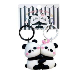 Simpatico set di portachiavi a forma di panda magnetico per coppie con cartoncino decor