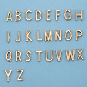 Golden alloy A-Z alphabet beads set for 10mm wristbands and DIY jewelry making