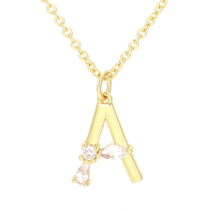 Initial Letter Pendant Necklace Copper Micro Pave Zircon Hip Hop Jewelry Stylish Clavicle Chain For Women
