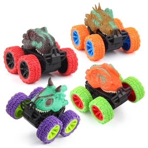 Dinosaur Inertia Pull Back Stunt Car Toy All Terrain Monster Truck For Boys Kids Play Birthday Gift Simulation Animal Model