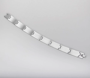 Bracciale a catena minimalista in acciaio inossidabile argento con maglie rettangolari