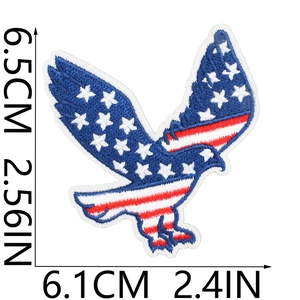 Close-up of eagle embroidery patch with American flag patterns and precise dimensions