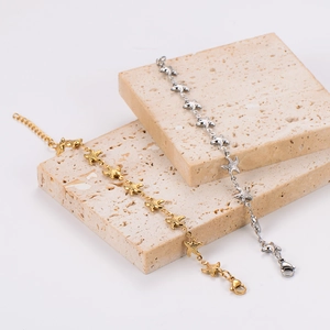 Elegant 304 stainless steel starfish bracelet in gold and silver finish with lobster clasp