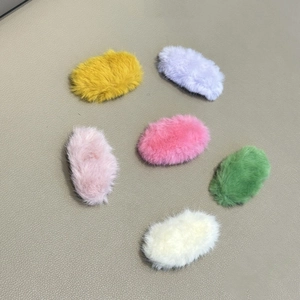 Set of six colorful plush faux fur BB hair clips in sweet pastel candy tones