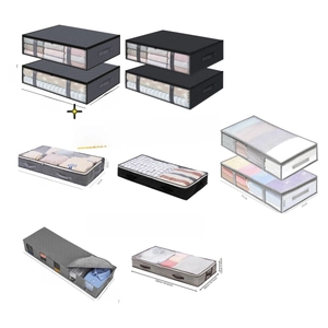 Various fabric underbed storage bags showing multiple sizes and clear window designs