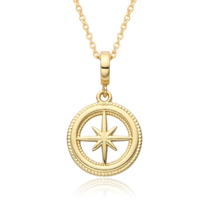 Luxury gold plated necklace featuring a minimalist compass star pendant on a fine chain