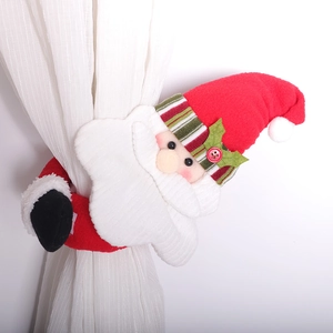 Christmas Santa Claus plush curtain buckle tieback for holiday home window decoration