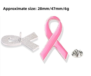 Détails de la broche ruban rose de sensibilisation au cancer du sein avec attache papillon