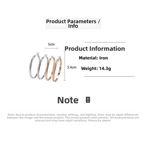 Detailed view of metal hoop earrings with dimensions 5.4cm x 5cm and 14.3g weight