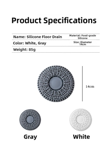 Specifiche del filtro per lavello in silicone da 14 cm in bianco e grigio
