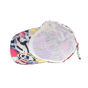 Internal view of graffiti baseball cap showing white lining and adjustable strap detail