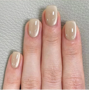 Vue détaillée d'ongles champagne œil de chat avec éclat magnétique et finition brillante