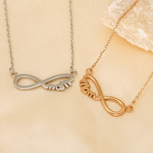 Collier maman infini en acier inoxydable 18K finitions argent et or rose élégant
