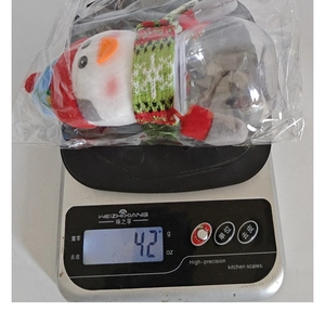 Christmas snowman candy jar weight measurement at 42g for shipping dimension check