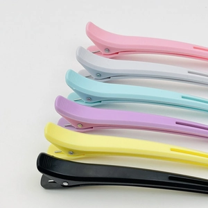Set of 6 large matte seamless hair clips in assorted colors for makeup and styling