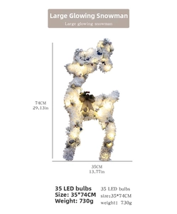 Detail of 74cm light-up reindeer decoration with 35 LED bulbs and burlap bow