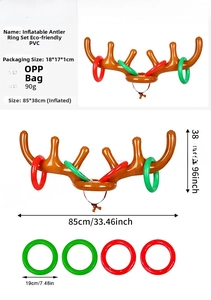 Detailed dimensions of inflatable reindeer antler ring toss game with PVC rings
