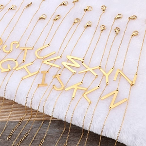 Elegant gold stainless steel 26 letter charm bracelets with lobster clasp and chain