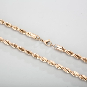 Elegant gold twist rope chain necklace in stainless steel with secure lobster clasp