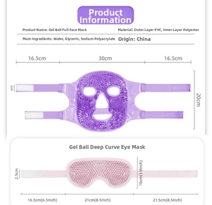 Detailed size chart for PVC gel bead cooling eye mask and full face gel mask models