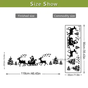 Affichage des dimensions pour stickers Noël Père Noël et renne avec détails de pose