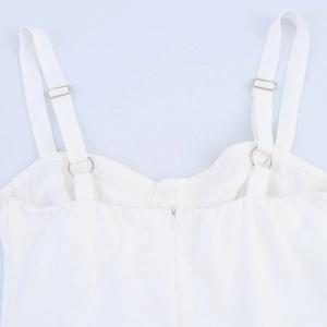 White sweet sundress with adjustable straps and hidden back zipper closure details