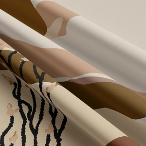 Abstract Nordic tapestry featuring earthy tones and organic wave patterns for wall decor