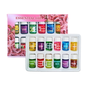 Set of 12 assorted water-soluble essential oils in pink gift box for home fragrance
