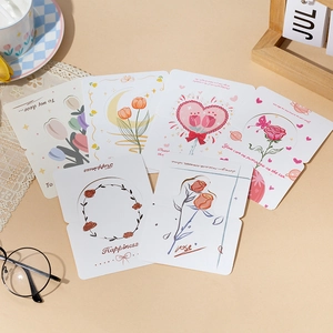 Floral greeting cards collection with tulip and rose illustrations on a soft beige desk