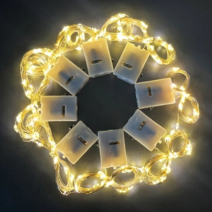 Warm white LED copper wire fairy lights with waterproof battery box for cake decor