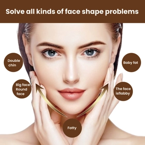 Graphic showing V-line lifting mask benefits for double chin and face contouring