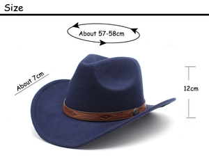 Close-up of wool cowboy hat featuring a brown leather band with embossed patterns