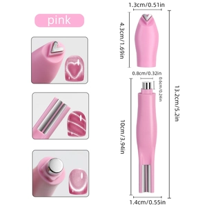 Pink magnetic nail art tool set with detachable heart magnet for cat eye gel effects