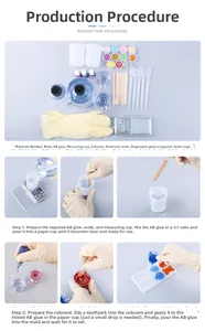 DIY resin casting kit with silicone molds, 3:1 ratio AB epoxy glue and measuring tools
