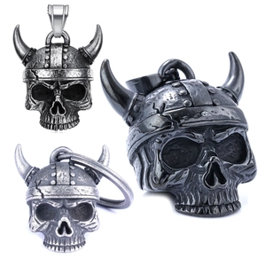 Viking Skull Pendant Necklace Stainless Steel Retro Warrior Horned Helmet Gothic Punk Jewelry For Men