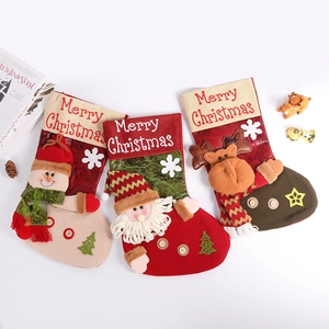Grandi Calze Di Natale Con Babbo Natale Pupazzo Di Neve Renna Cartone Animato Tessuto Peluche Decorazioni Regalo