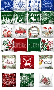 Detailed grid view of diverse Christmas pillow covers with reindeer and Santa patterns