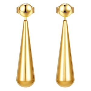 Minimalist 18K gold plated stainless steel teardrop earrings with a glossy metal finish