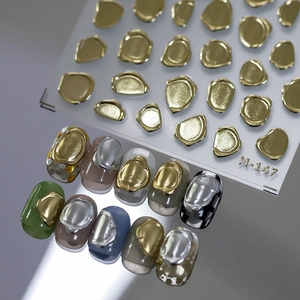 Adesivi per unghie irregolari oro e argento M-147 con effetto metallo liquido
