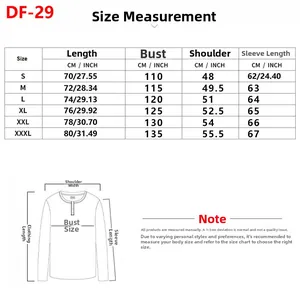 Men's twill hooded sweatshirt size chart showing measurements for S to 3XL sizes