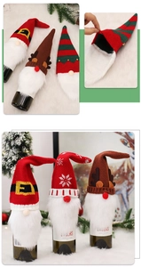 Détails de housses de bouteille de vin tricotées avec motifs Père Noël et renne de Noël