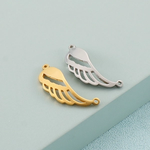 Angel Wing Pendants Stainless Steel Hollow Double Hole Charms For DIY Jewelry Making Fashion Connectors