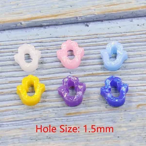 Hamsa Hand opal resin loose beads set in 6 colors with 1.5mm aperture for DIY jewelry