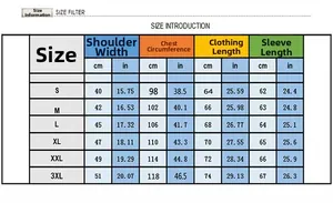 Detailed size chart for men's hooded sweatshirt with measurements in centimeters and inches