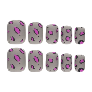 Faux ongles courts carrés à motifs léopard rose et gris mat ensemble de 10