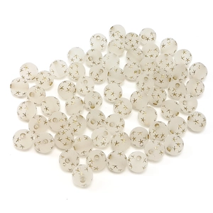 Frosted white acrylic beads with golden star patterns for DIY jewelry making