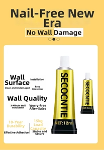Close-up of 12ml strong nail-free adhesive glue tube for stainless steel kitchen racks