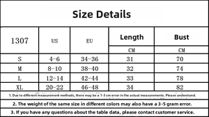 Tableau des tailles détaillé pour ensemble nuisette à volants avec mesures US et EU